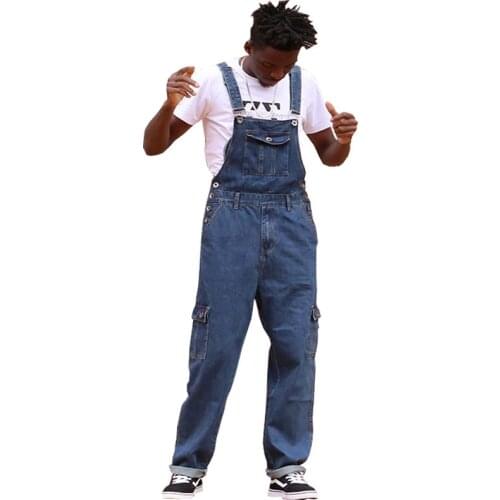 Hot Mens Denim Overalls Jumpsuit Large size Strap Straight Pants Blue Jeans Mens Plus Size Work Clothes More sizes 30-48 50