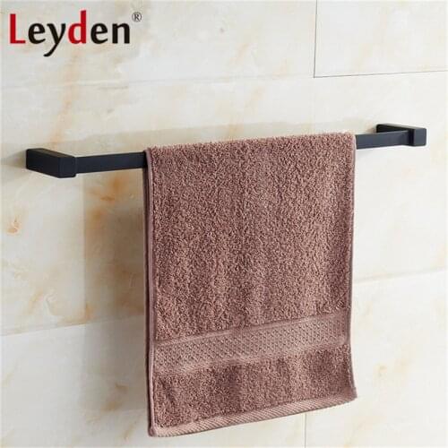Leyden New SUS 304 Stainless Steel Single Towel Holder Towel Rail Black Wall Mounted Square Towel Bar Rack Bathroom Accessories