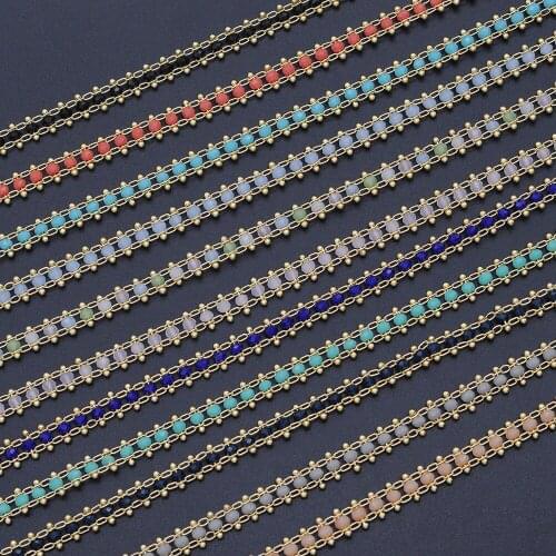 30 Meters/lot 2 layers 3mm Natural Stone Beads diy jewelry Making Chains Wholesale Bulk Chain Supply