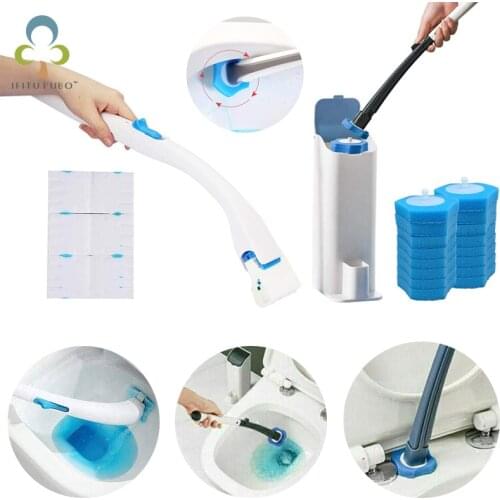 Disposable Bathroom Toilet Brush Cleaner Long Handle No Dead Corner Cleaning Brush Replacement Brush Head And Plunger Set YJN