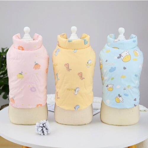 Autumn and Winter Warm Dog Shirts Cute Printed Cat Vests Chihuahua York Clothes Soft Plush Pet Coat for Small Medium Dogs Girl