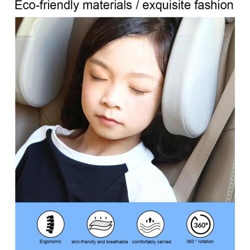 Neck Pillows Seat Head Support PU Leather Car Head Rest Cushion Seat belt Travel Car Sleeping Accessories For Adults Children