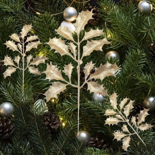 Hollow Christmas Glitter Tree Branches Simulation Leaves DIY Xmas Tree Hanging Pendant Decoration Scrapbooking for Home Party