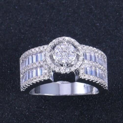 CAOSHI 2 Rows Luxury Cubic Zirconia Ring for Women Noble Jewelry for Wedding Engagement Daily Collocation Accessories Wholesale