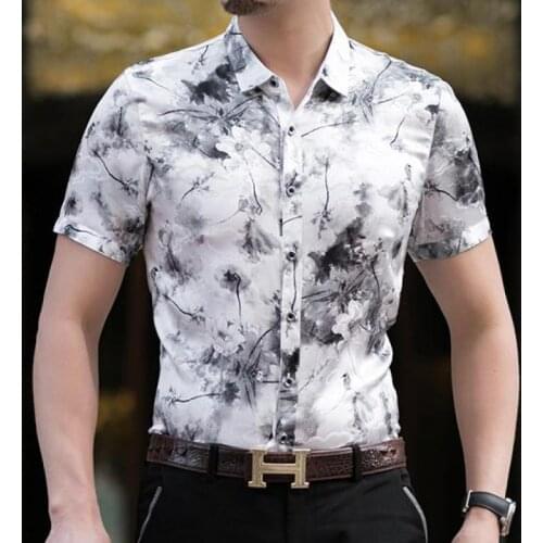 High Quality Real Ice Silk Mens Shirts Strench Chinese Style Clothes Big Size Cozy Fashion Man Clothes Husband Blouses Large New