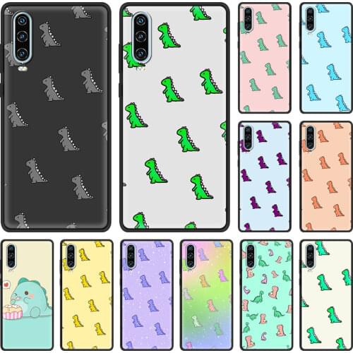 Cute dinosaur Luxury Phone Case for Huawei P Smart Z 2019 P40 P30 Lite P20 P10 Pro E 2020 2021 5G Black Shell Cover
