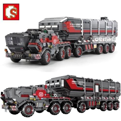 SEMBO Military Van Trucks Technique Vehicle Large Simulation Model Building Blocks Wandering Earth Boy Expert Toys Birthday Gift