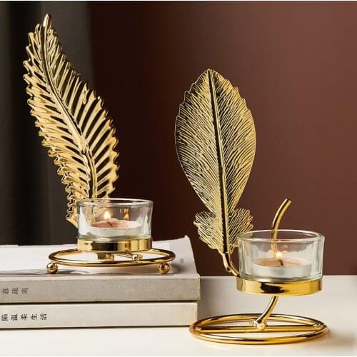 Nordic luxury romantic Gold American small Candlestick Western food family table candlelight dinner metal candlestick ornaments