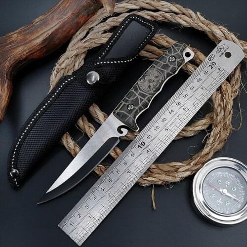 Outdoor Tactical High Hardness Field Survival Hunting Knife Portable Small Straight Knife Outdoor Knife Fixed Blade Men Gadgets