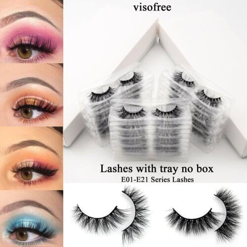 Visofree Wholesale Mink Eyelashes 30/100Pairs 3D Mink Lashes Natural False Eyelashes Messy Fake Eyelashes Makeup Lashes In Bulk