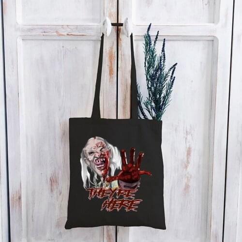 Three Fingers Punk Shopping Bag Aesthetic Halloween Horror Movie Tote Bags Harajuku Women 2021 Halloween Custom Bags Print