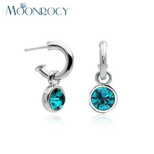 MOONROCY Rose Gold Color Crystal Earrings Green Yellow Blue for Women Birthday Cute Gift Dropshipping Jewelry Wholesale