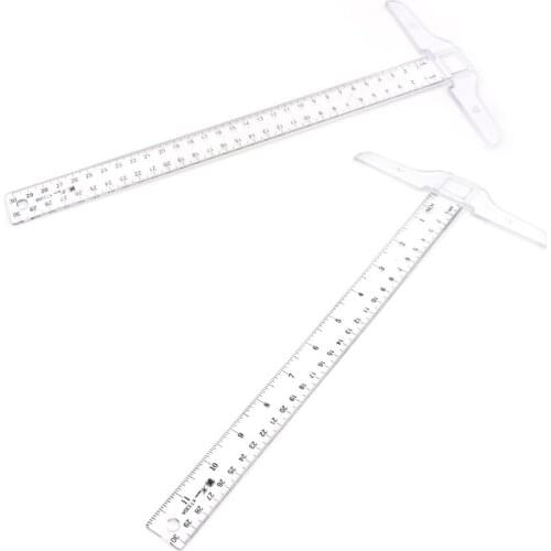 1pc 30cm T Square Ruler Plastic T Shape Ruler Clear Transparent Measurements Straight Ruler Measure Tool