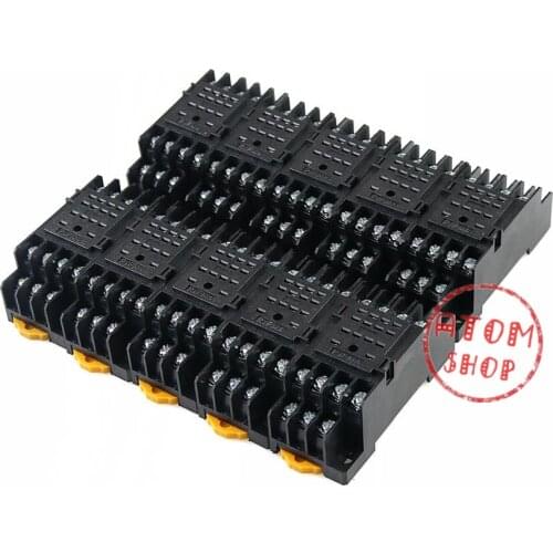 10pcs PYF14A 14 Pin Terminal Relay Socket Base Black for MY4NJ base HH54P Power Relay