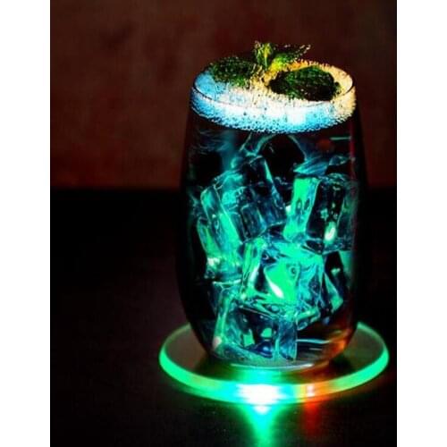 100PCS LED Coaster pad and mat Round Bottle Cup Pad Mat Ultra-Thin Lighting Up for Drink Coffee table mat cup wad cup