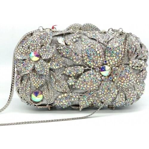 17.5x10.5CM Women Banquet Clutch Bag Dinner Bag Hollow Hard Box Full Diamond Bag Dress Evening Bag a6760