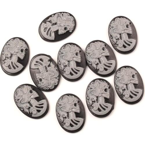 20Pcs Black Flatback Gray Skull Resin Decoration Crafts Beads Flatback Cabochon Scrapbook DIY Embellishments Accessories
