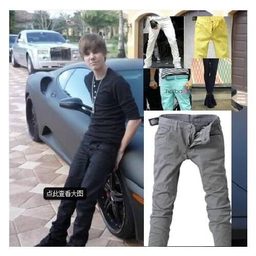 27-44 Justin Bieber 2017 New Mens clothing Low waist pants pencil pants plus size stage singer costumes
