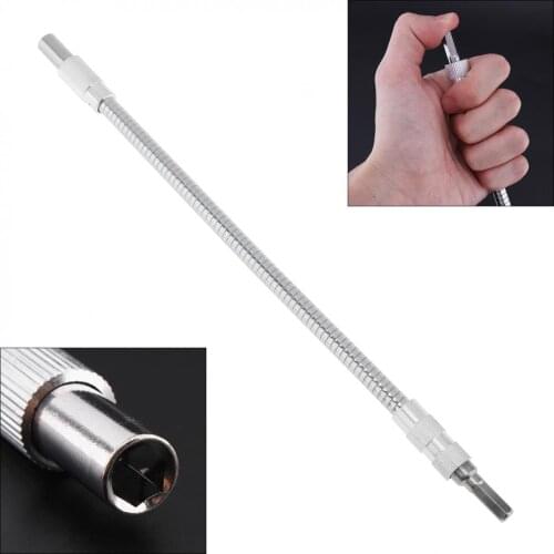30Cm 1/4" Silver Metal Hex Flex Flexible Hose Screwdriver Extension Bit Holder Adapter Connect To 6.35Mm Electric Drill Head