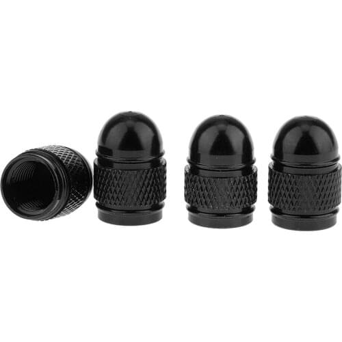 4x Car Metal Plated Shape Universal Tire Valve Stem Decor Cap Black