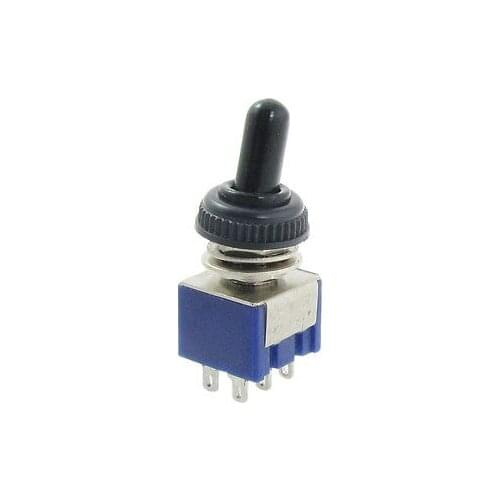 5 Pcs AC 125V 6A ON/ON 2 Position DPDT Toggle Switch w Waterproof Cover Cap
