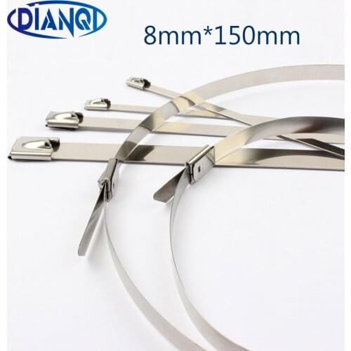 8mmx150mm 8*150mm 8mmx150mm Latching Self-Locking Stainless Steel wires cable ties self-Lock tie wrap zip ties 201 304 316