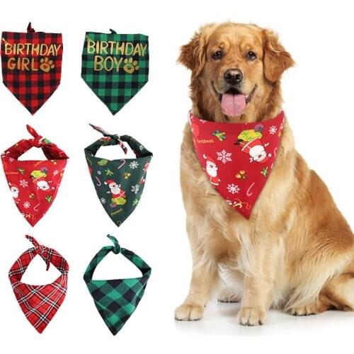 Pet Scarf Bandanas For Christmas Halloween Cotton Plaid Washable Scarf Collar Bow Ties for Cat Dog Pet Christmas Accessories