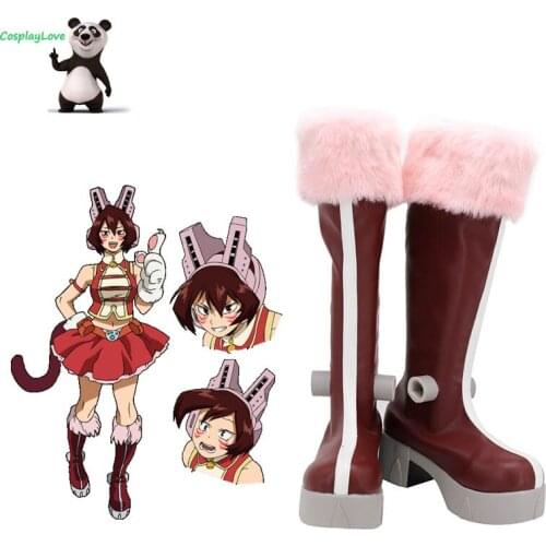 My Hero Academia Boku no Hero Akademia Pussy Cat Mandalay Red Cosplay Shoes Long Boots Leather Custom Made CosplayLove