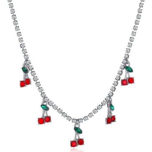 Цепи на шею Trendy Enamel Cherry Pendant Necklace for Women Girl Wedding Gift Bijoux Collares Mujer Collier Femme collares para