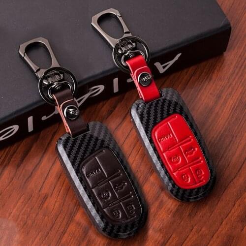 Carbon Fiber Car Remote Key Case Cover For Fiat Dodge Charger Dart Challenger Durango Jeep Chrysler 300C Grand Cherokee Compass