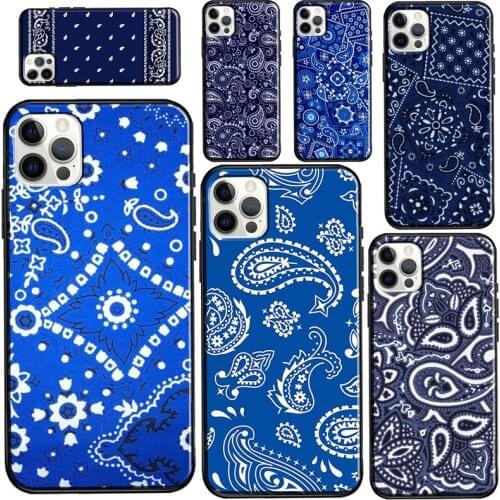 Blue Bandana Paisley Case For iPhone 11 Pro Max 12 mini 12 Pro Max 6S 7 8 Plus SE 2020 X XR XS Max Cover