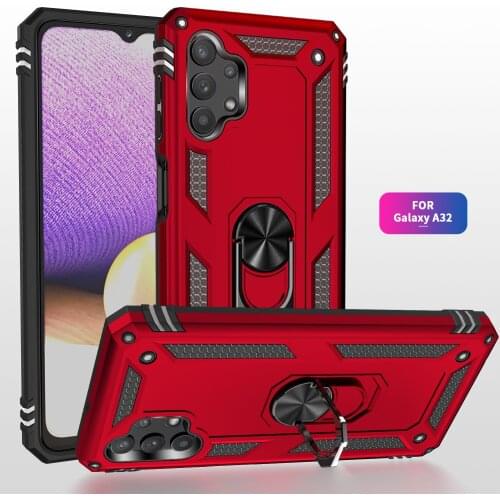 Military Armor Shockproof Case For Samsung Galaxy A02 A12 A32 A42 A52 A72 A02S Magnetic Metal Ring Holder Protective Back Cover