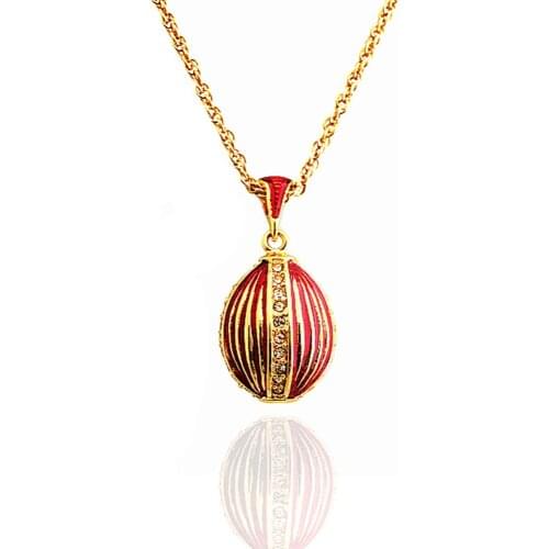 Hottest Jewelry Enamel HandMade Russian Easter Brass Colourfast Vintage Egg Pendant Charm Crystal Necklace Gift To Women 2019