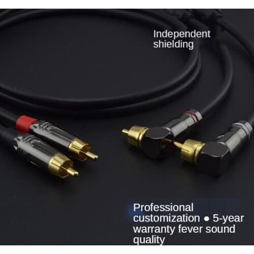 Hifi wire double rca Cable High Quality 2RCA Male to Male Professional Audio Grade For Right Angled Bent Plug 90degrees
