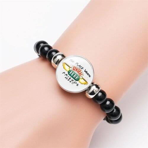 TV Series Friends Beads Bracelet Elastic Classic TV Show Glass Cabochon Charm Beaded Bracelet Bangle