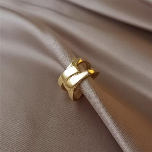 Punk Fashion Wide Ring for Women Geometric Metal Adjustable Gold Color Ring Accessories Creative Ladies Jewelry Party Gift New