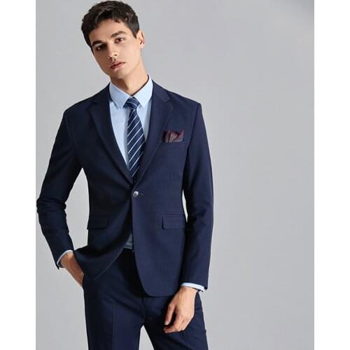 New Tailor Made Fashion Navy Suits Men Slim Fit Tuxedo Groomsmen For Wedding Business Dinner Party Suits 2 PCS (Jacket + Pants)