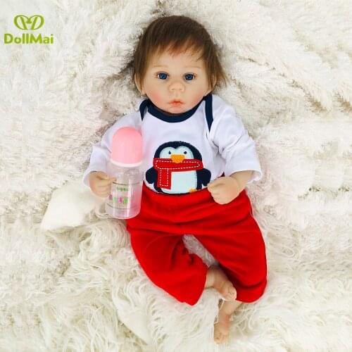 Reborn baby dolls 18" 45cm soft real ture newborn baby boy girl silicone dolls toys for childrens day gift bebes reborn toddler