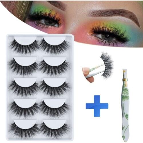 MB 5 Pairs 3D False Eyelashes Fluffy cils Natural Makeup Faux Cils Handmade Eyelash Extensions Thick Long Mink Lashes