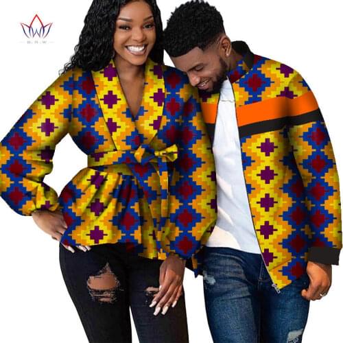 2021 New African Style Couple Clothes African Coat For Women BintaRealWax African Outfit For Woman and Men WYQ773