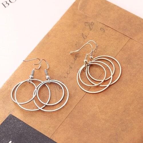 New fashion Simple personality metal double-layer small circle Earrings women earrings ear stud