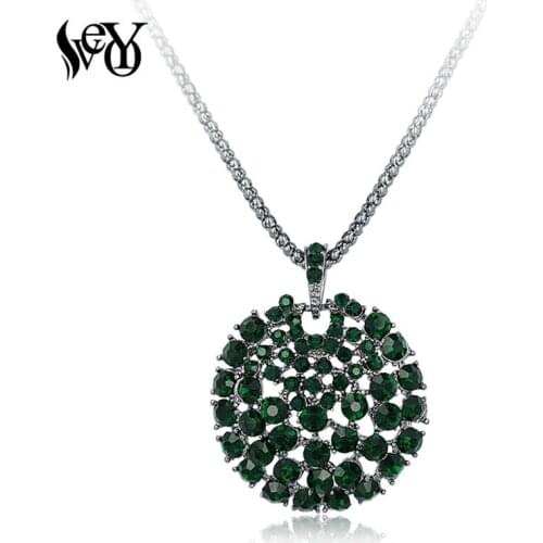 VEYO Rhinestone Necklace Round Necklace & Pendant for Women Environmental Protection Electroplating Full of Rhinestone Necklace