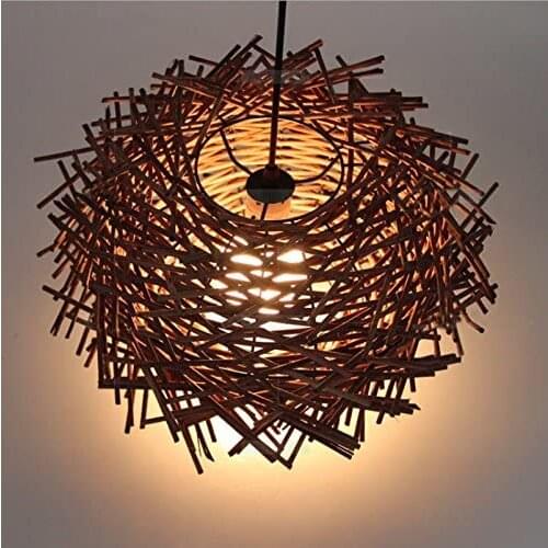 Ceiling Chandelier Creative Hand Made Rattan Bar Restaurant Balcony Birds Nest Shade Lamp Decoration Salon Lights