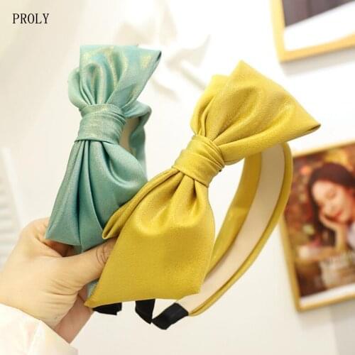 PROLY New Fashion Women Hairband Big Bow Knot Headwear Spring Fresh Color Turban Headwear Adult Hair Accessories Wholesale