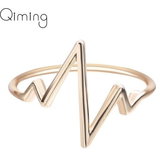 Simple Heartbeat Rings Female Fashion Jewelry fashion Lifeline Pulse Band Ring For Women Simple Vintage Jewelry Accessories Gift