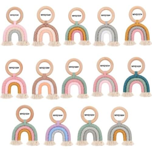 Christmas Baby Rainbow Teething Ring Safety Wooden Teether Baby Care Shower Gift T3LA