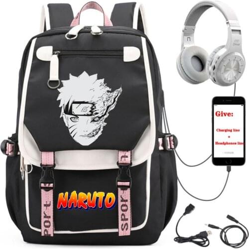 USB Charging teenagers Laptop packsack anime Cartoon Uchiha Hatake backpack student School book Bag Women men Travel Backpack