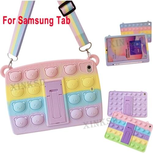 For Samsung Galaxy Tab SM-T500 T505 T507 T510 T515 T225 SM P610 A7Lite Relive Stress Fidget Toys Silicone Tablet Case With Stand