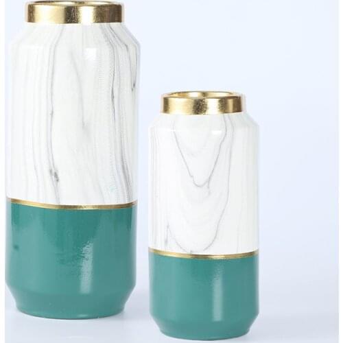 Nordic Marbled Ceramic Vase Artificial Flower Pot Light Luxury Storage Jars Living Room Decoration Accessories Wedding Decortion