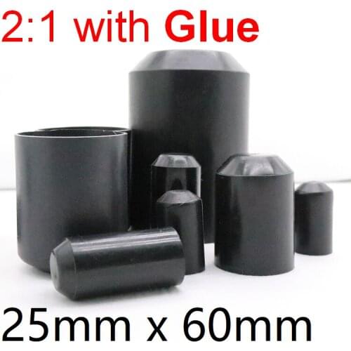 Heat Shrink End Seal Cap Dia 25mm x 60mm Length Cable Sleeve Adhesive Glue Lined Insulate Wrap Wire Protect Cover Bottom 35KV